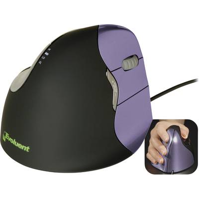 Evoluent Vertical Mouse 4 VM4S Ergonomic mouse USB Optical Black, Purple 6 Buttons 2800 dpi Ergonomic