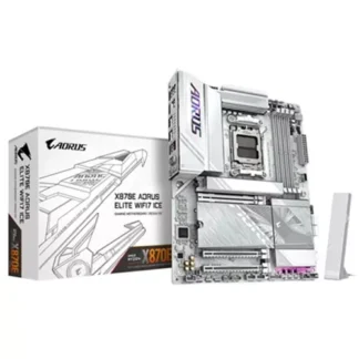 GIGABYTE X870E AORUS ELITE WIFI7 ICE Motherboard - Supports AMD Ryzen 9000 CPUs 16+2+2 Phases Digital VRM up to 8200Hz DDR5 (OC) 3xPCIe 5.0 + 1xPCIe 4.0 Wi-Fi 7 2.5GbE LAN USB 4