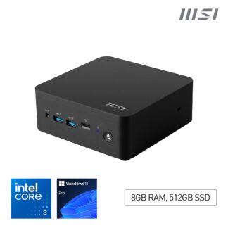 MSI Cubi NUC 1M Intel Core 3 100U Desktop PC, NUC, SFF, Mini Computer, HTPC, (8GB RAM, 512GB Storage, Windows 11 PRO), Intel Graphics/DDR5/Dual